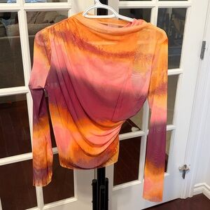 Zara Orange\pink/purple Sheer Top With Tank